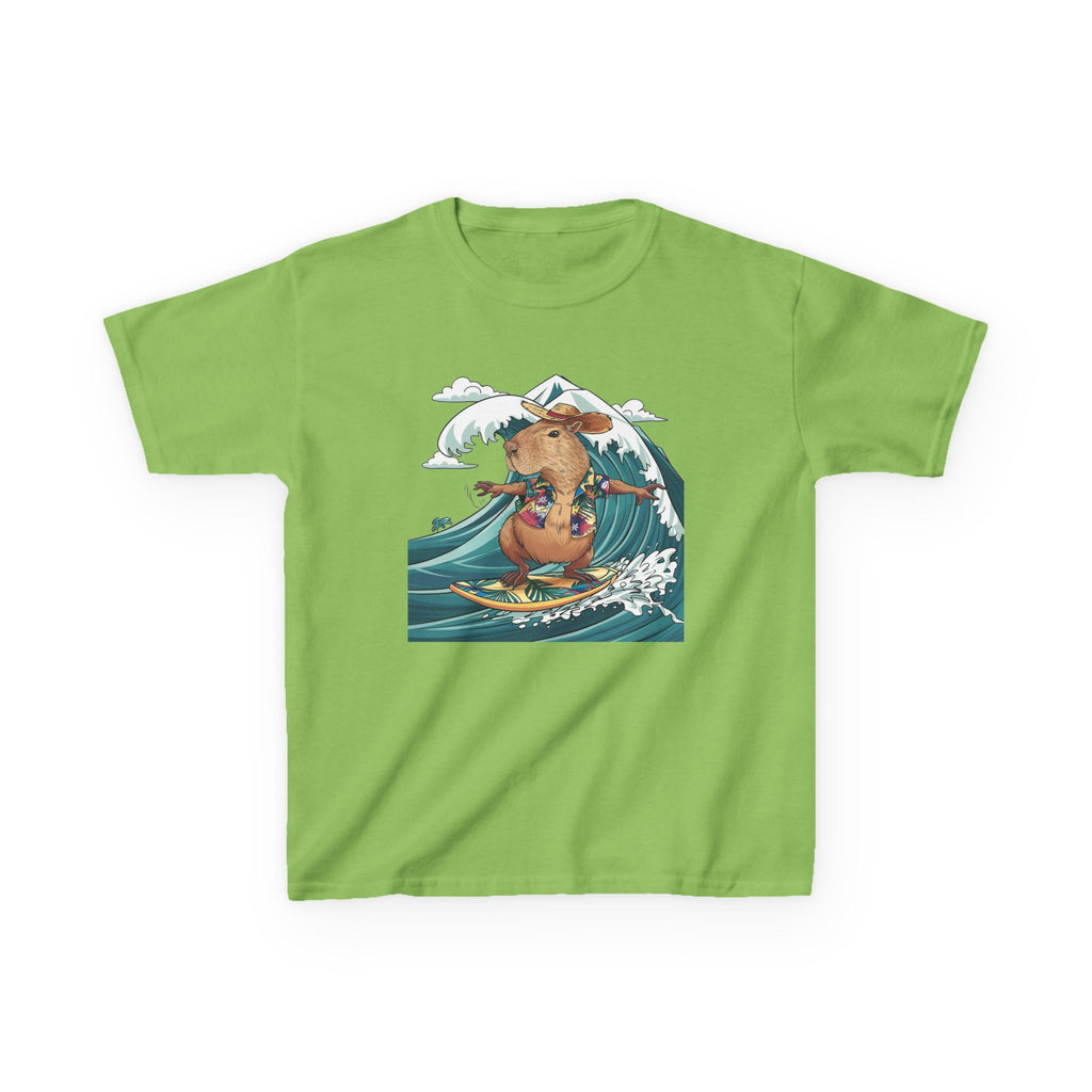 Kids Surfing Bear Graphic Tee — Cute Adventure Whale-Wave Design
