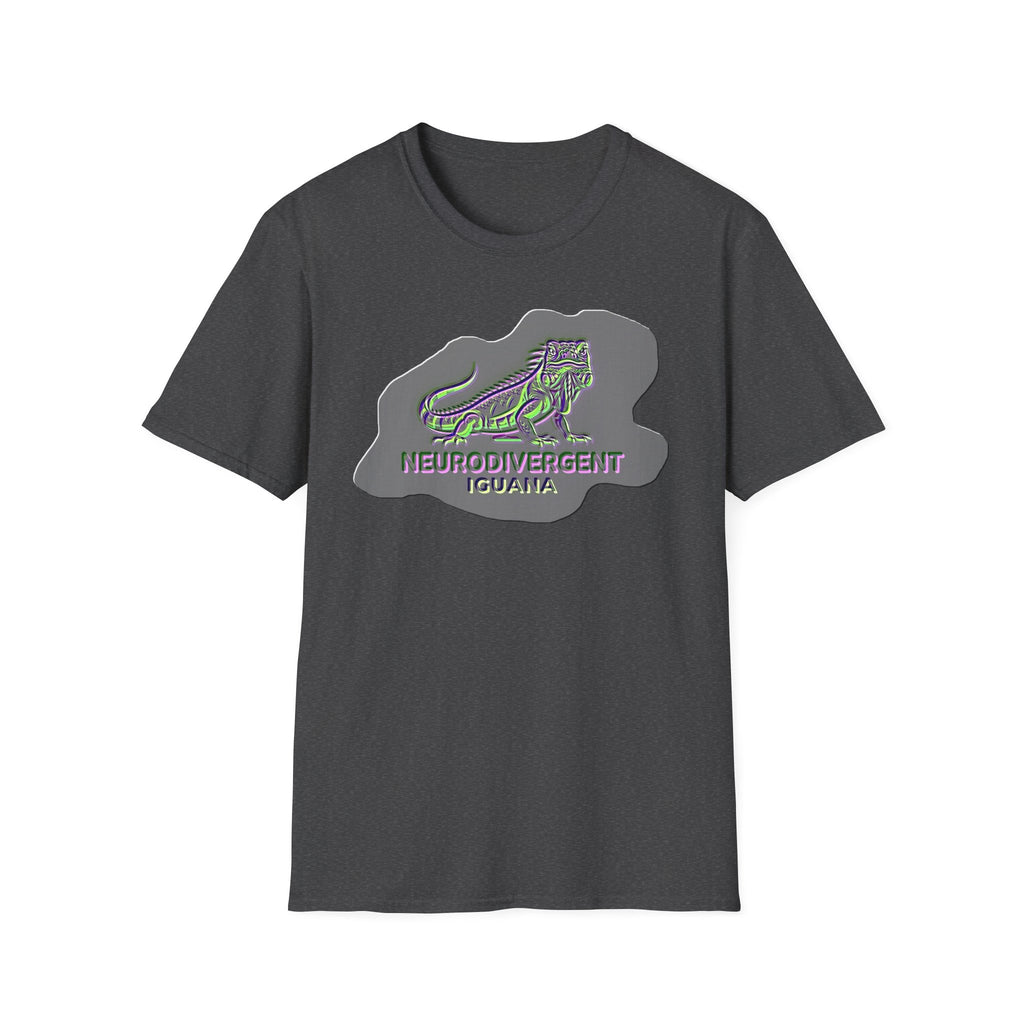 Neurodivergent Iguana Graphic T‑Shirt — Pride-Lit Earthtone Design