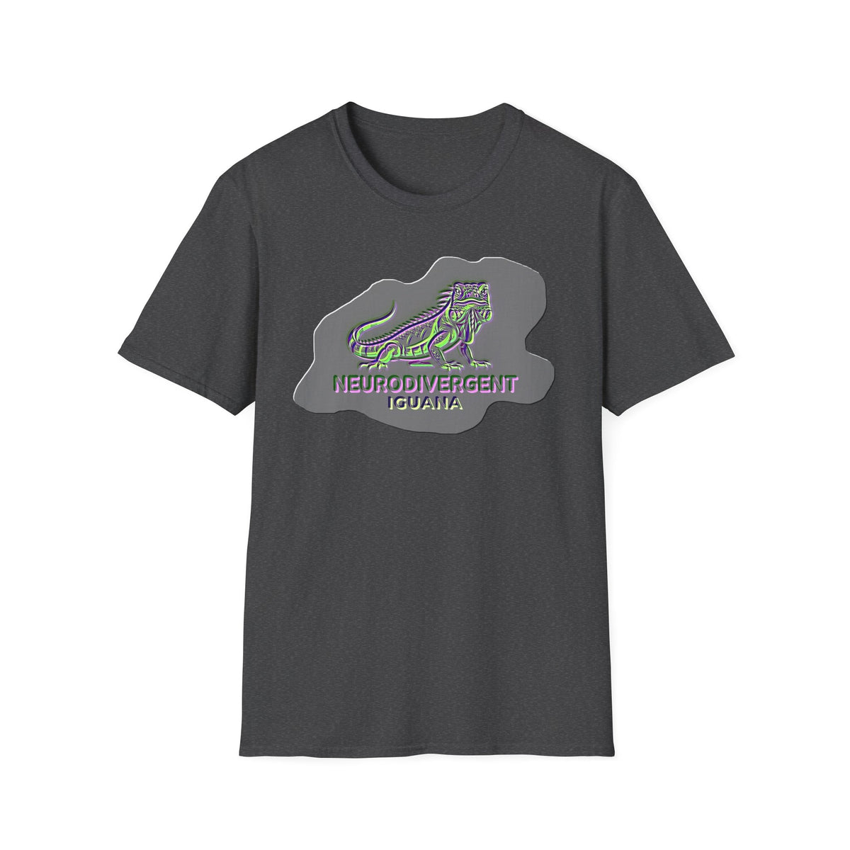 Neurodivergent Iguana Graphic T‑Shirt — Pride-Lit Earthtone Design