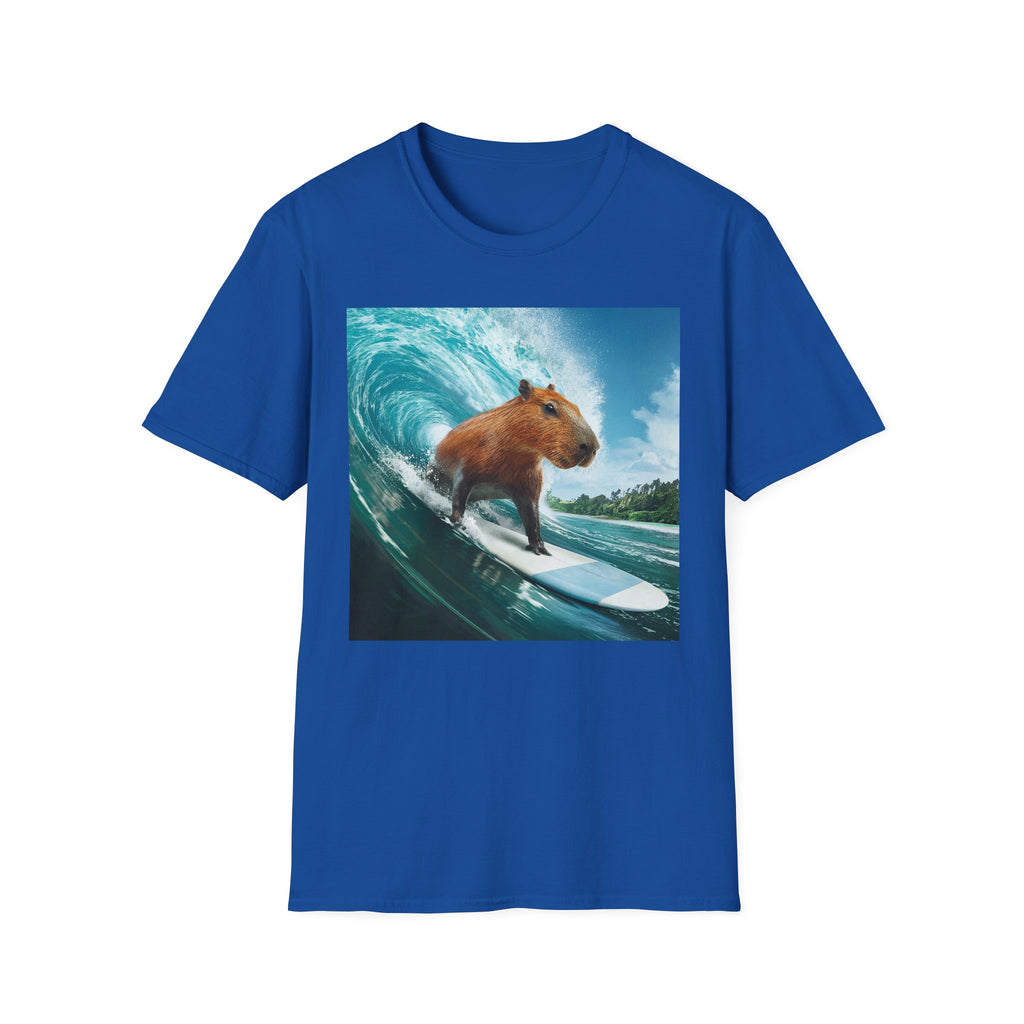 Capybara Surfing T-Shirt — Funny Animal Beach Tee