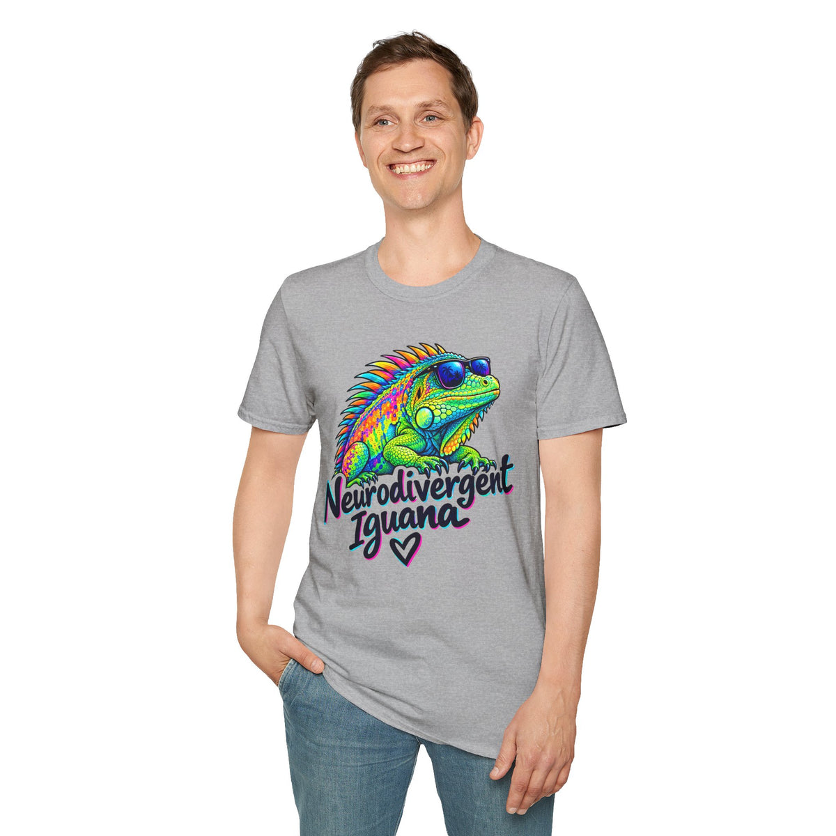 Neurodivergent Iguana T-Shirt – Colorful Pride Lizard Tee for Neurodiversity Awareness