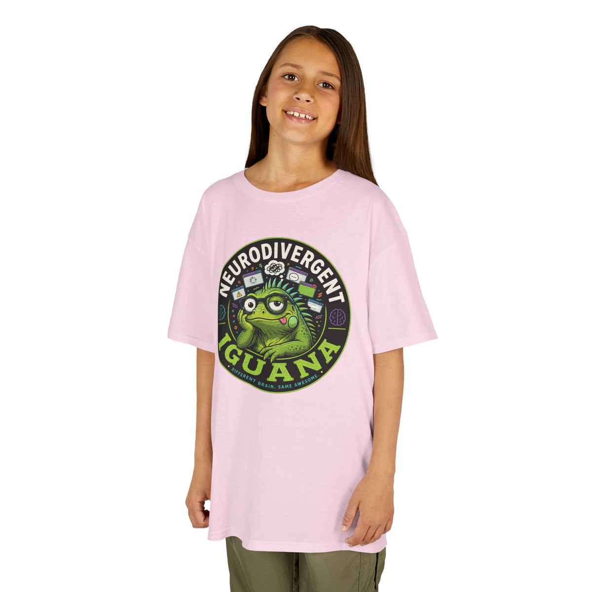 Kids T‑Shirt — "Neurodivergent Iguana" Graphic Tee