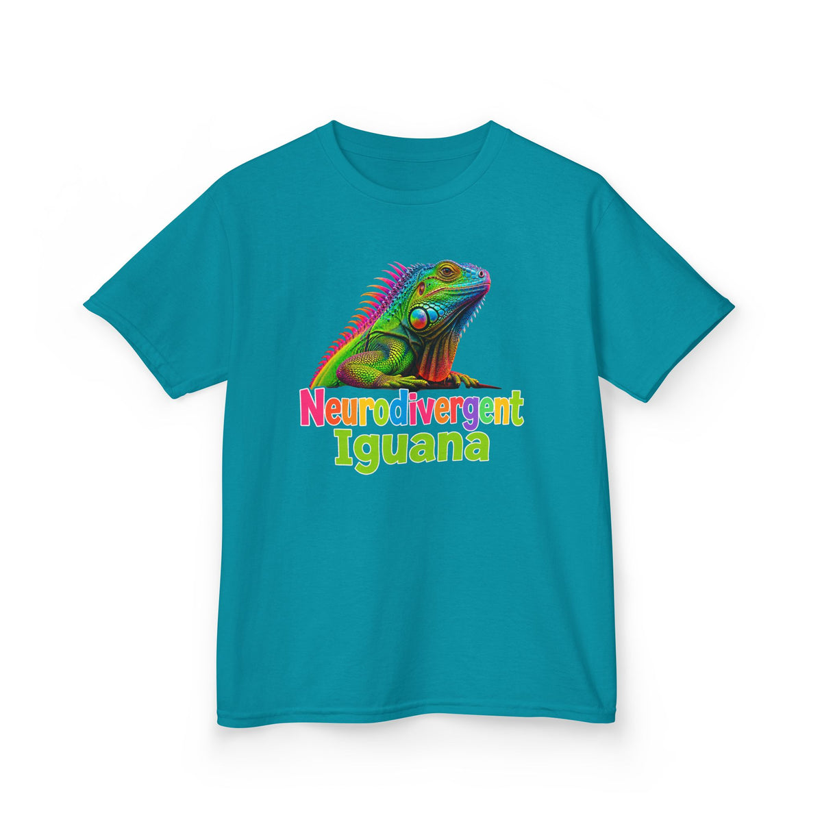 Kids T‑Shirt — Colorful "Neurodivergent Iguana" Graphic Tee
