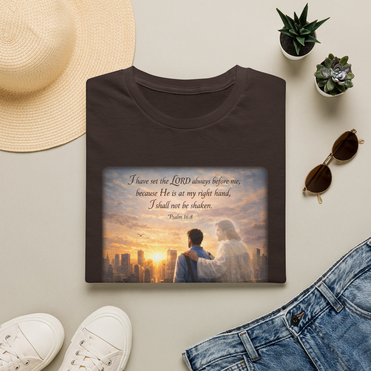 Christian Faith T-Shirt — Psalm 16:8 "I Have Set the LORD Always Before Me" Inspirational Tee