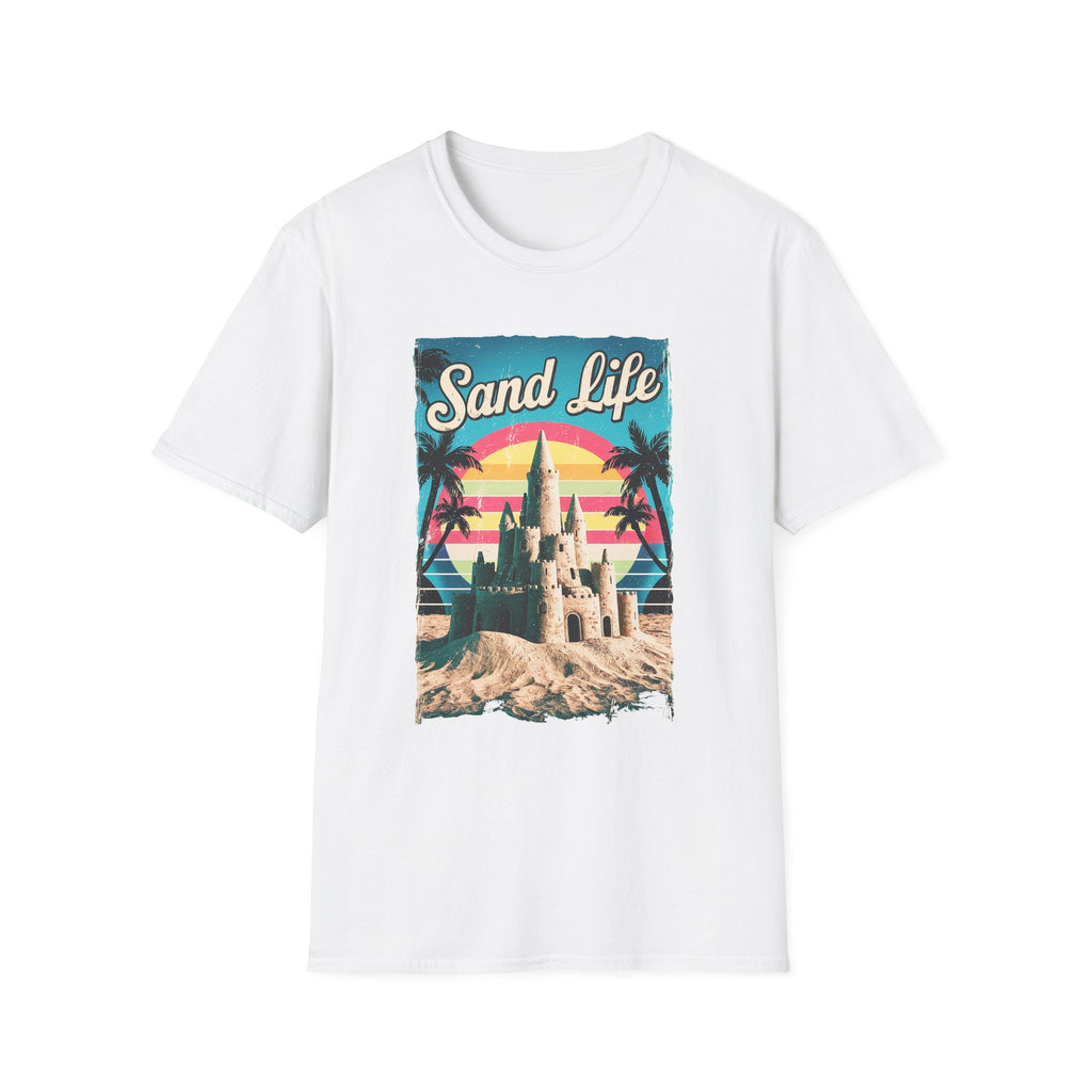 Sand Life Vintage Beach T-Shirt — Retro Sunset Sandcastle Graphic