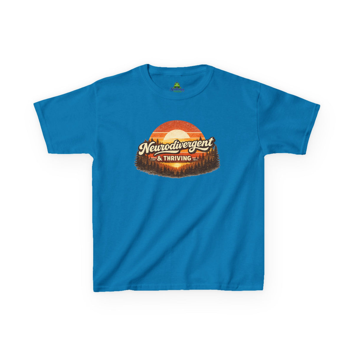 Kids T-Shirt — "Neurodivergent & Thriving" Retro Sunset Design