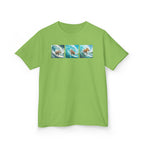 Kids Surfing Waves Tee — Triple Wave Surfboard Graphic Kids T‑Shirt