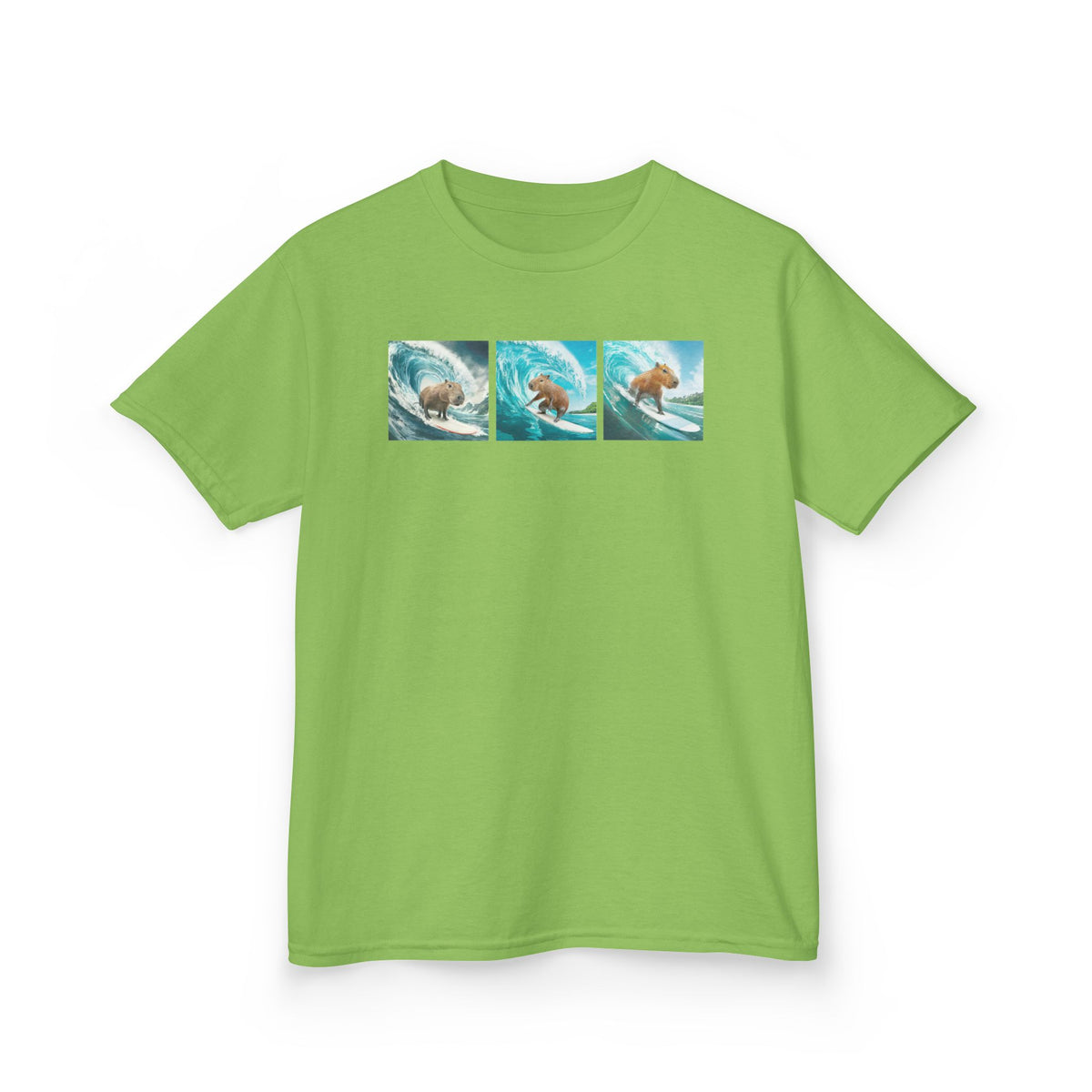 Kids Surfing Waves Tee — Triple Wave Surfboard Graphic Kids T‑Shirt