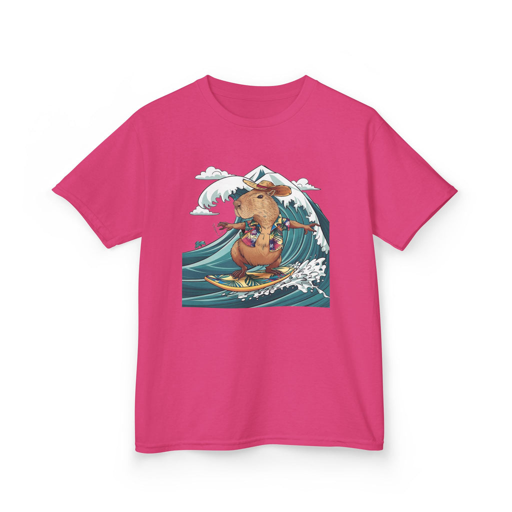 Kids Surfing Bear Graphic Tee — Cute Adventure Whale-Wave Design