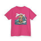 Kids Surfing Bear Graphic Tee — Cute Adventure Whale-Wave Design