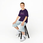Kids Tee — Neon Green & Purple Iguana Graphic “Fluorescent Iguana”