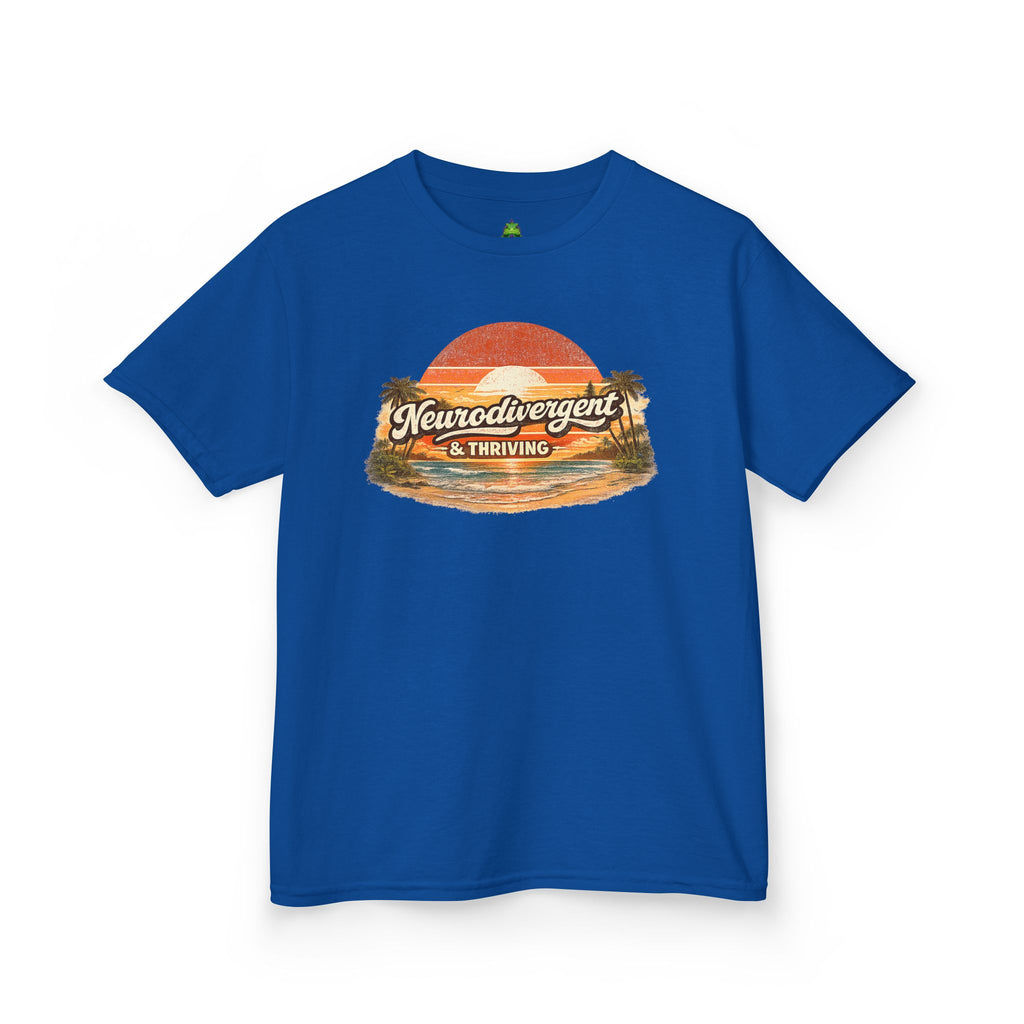 Kids T-Shirt — "Neurodivergent & Thriving" Retro Sunset Tee
