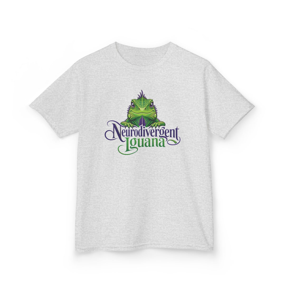 Kids T‑Shirt — “Neurodivergent Iguana” Cute Green Lizard Graphic Tee for Autism Pride & Awareness