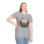 Sunrise Iguanas T-Shirt — Colorful Mountain Sunrise with Forest Trail