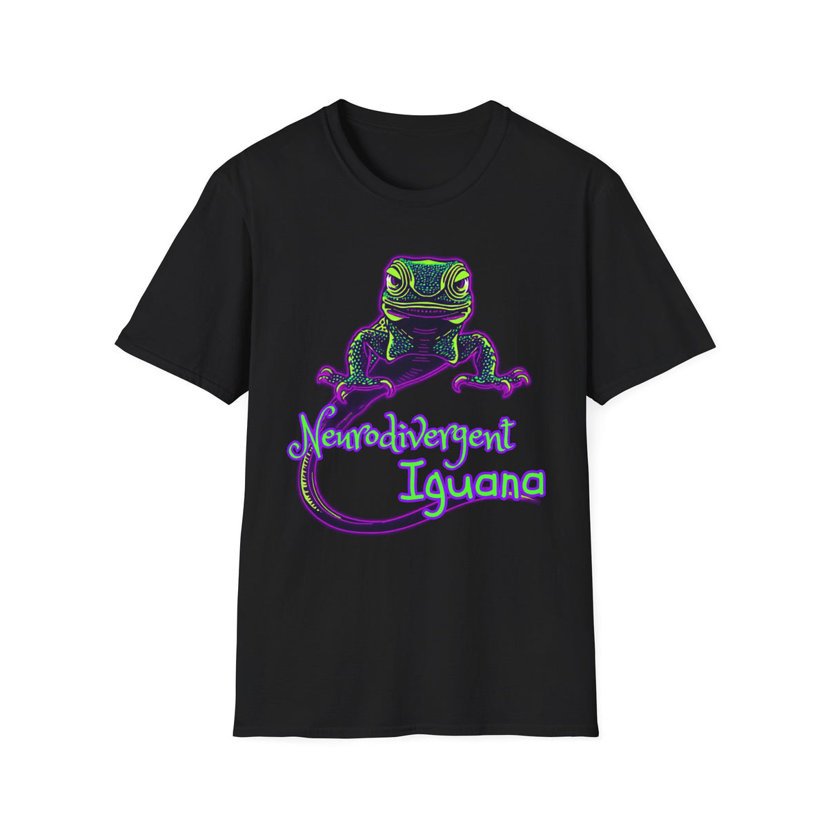 Neurodivergent Iguana T‑Shirt — Neon Lizard Pride Tee