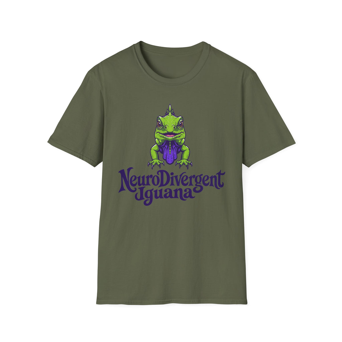 NeuroDivergent Iguana T-Shirt — Green Lizard Graphic Tee
