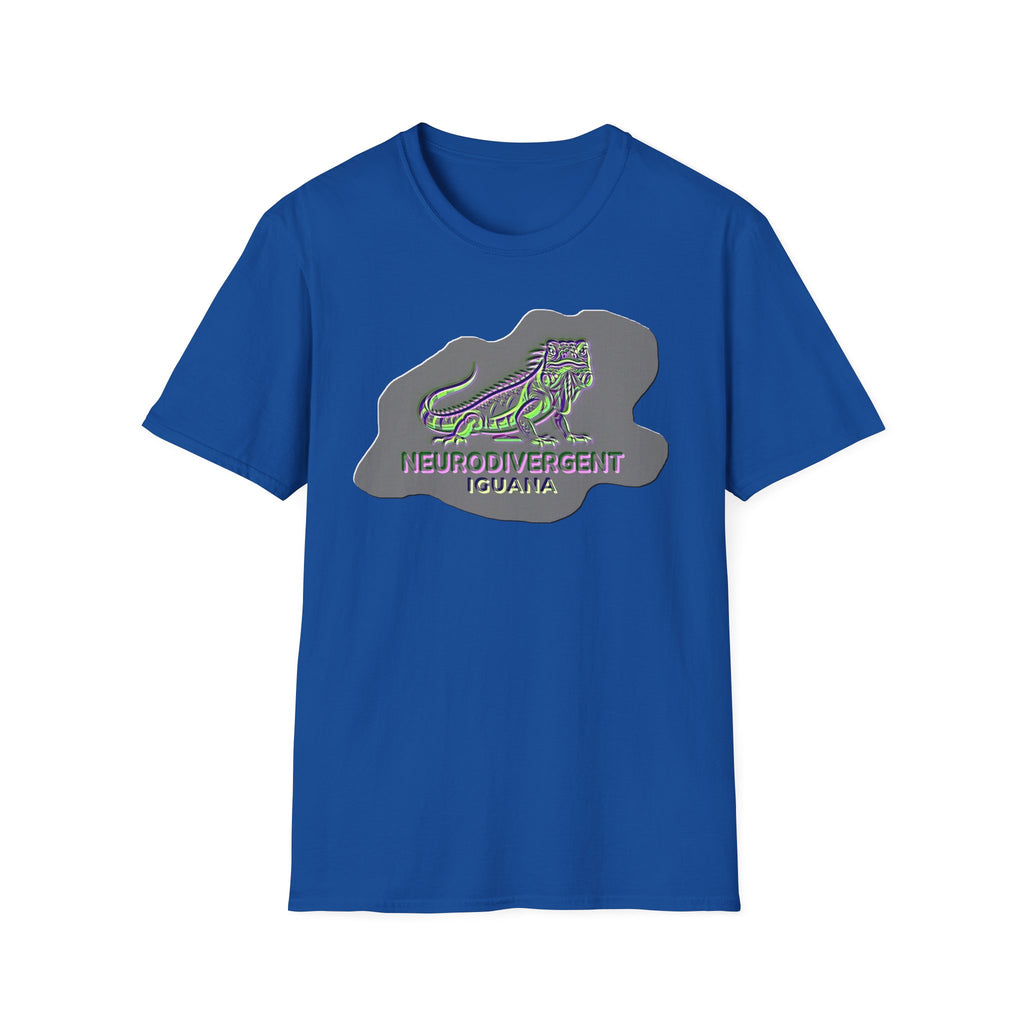 Neurodivergent Iguana Graphic T‑Shirt — Pride-Lit Earthtone Design