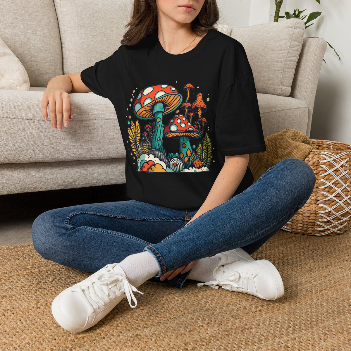 Mushroom Garden T-Shirt — Retro Psychedelic Fungi Illustration
