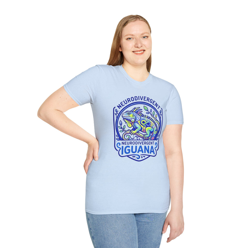 Neurodivergent Iguana T-Shirt — Colorful Pride Design for Neurodiversity Awareness