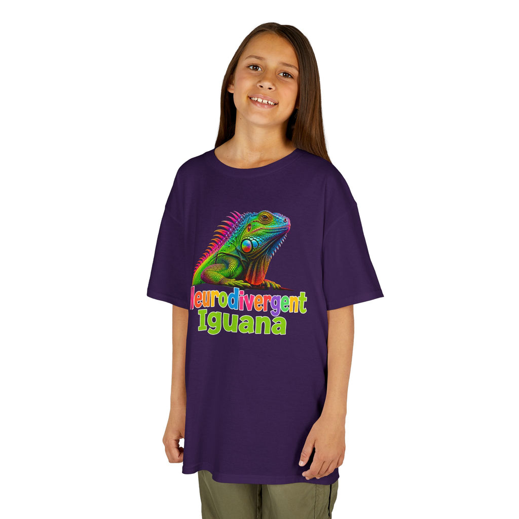 Kids T‑Shirt — Colorful "Neurodivergent Iguana" Graphic Tee