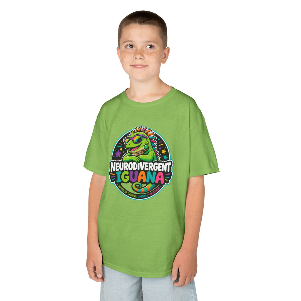 Kids T‑Shirt — "Neurodivergent Iguana" Colorful Pride Tee