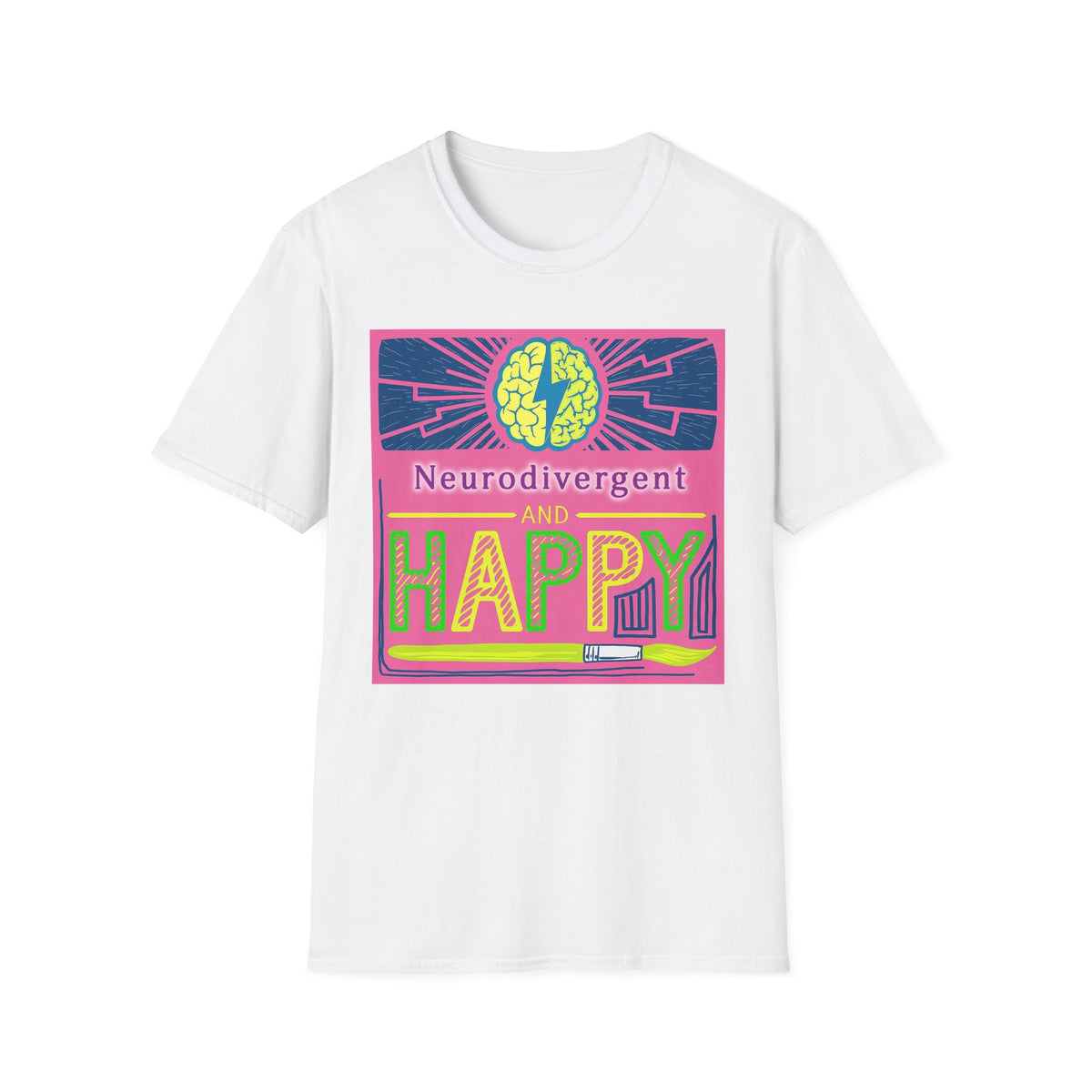 Neurodivergent and Happy T-Shirt — Bright Retro Pride Tee for Neurodiversity Awareness