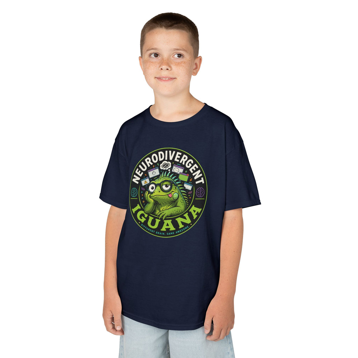 Kids T‑Shirt — "Neurodivergent Iguana" Graphic Tee