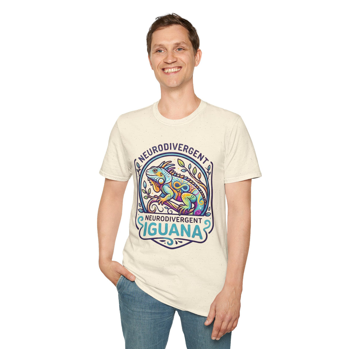 Neurodivergent Iguana T-Shirt — Colorful Pride Design for Neurodiversity Awareness