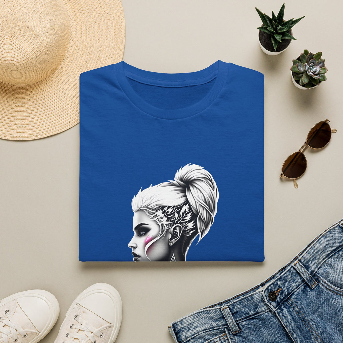 Women’s Portrait Tee — Artistic Side Profile Face Graphic T-Shirt
