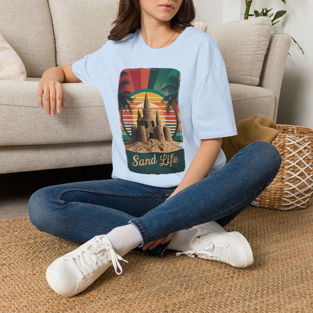 Sand Life T-Shirt — Retro Palm Tree Sandcastle Beach Tee