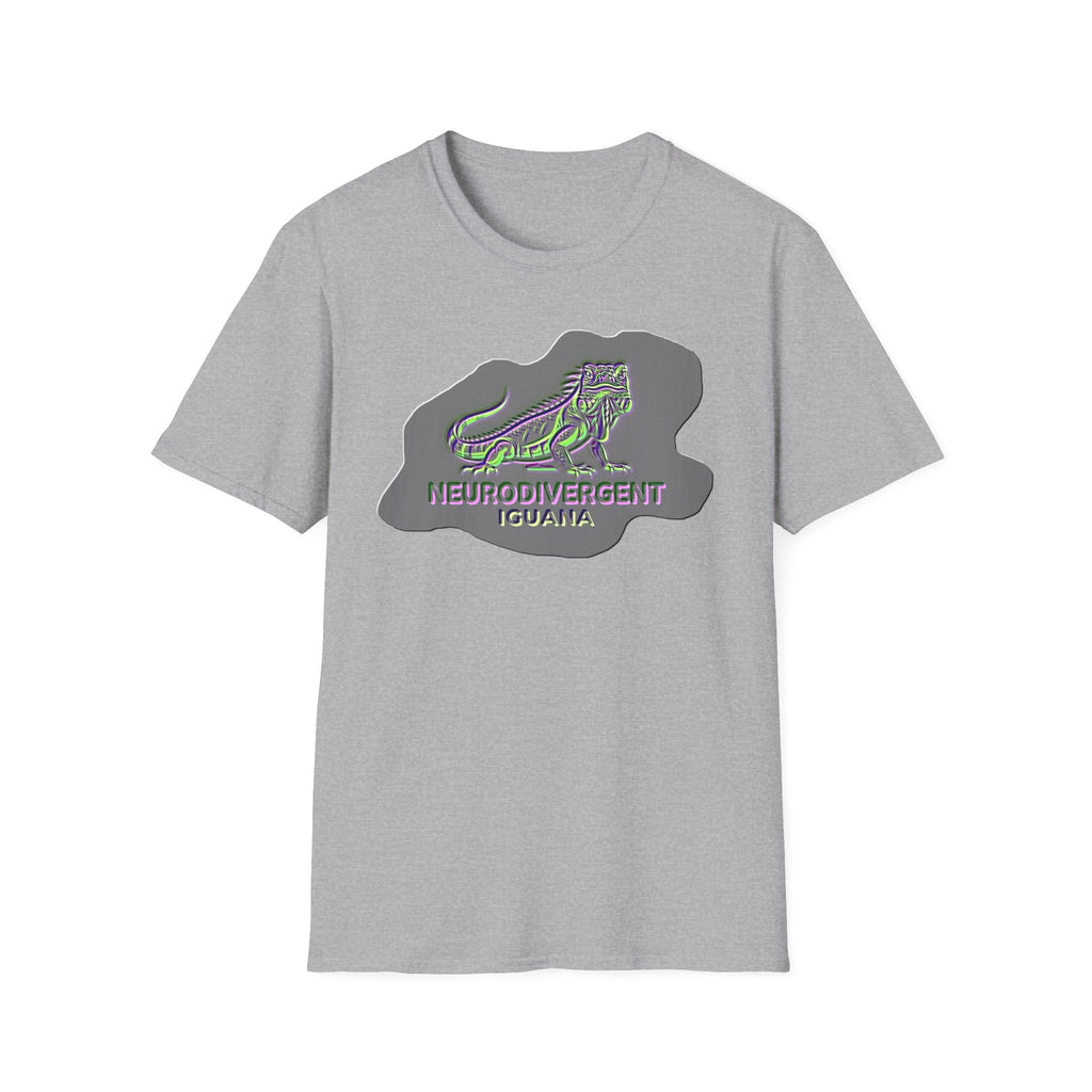 Neurodivergent Iguana Graphic T‑Shirt — Pride-Lit Earthtone Design