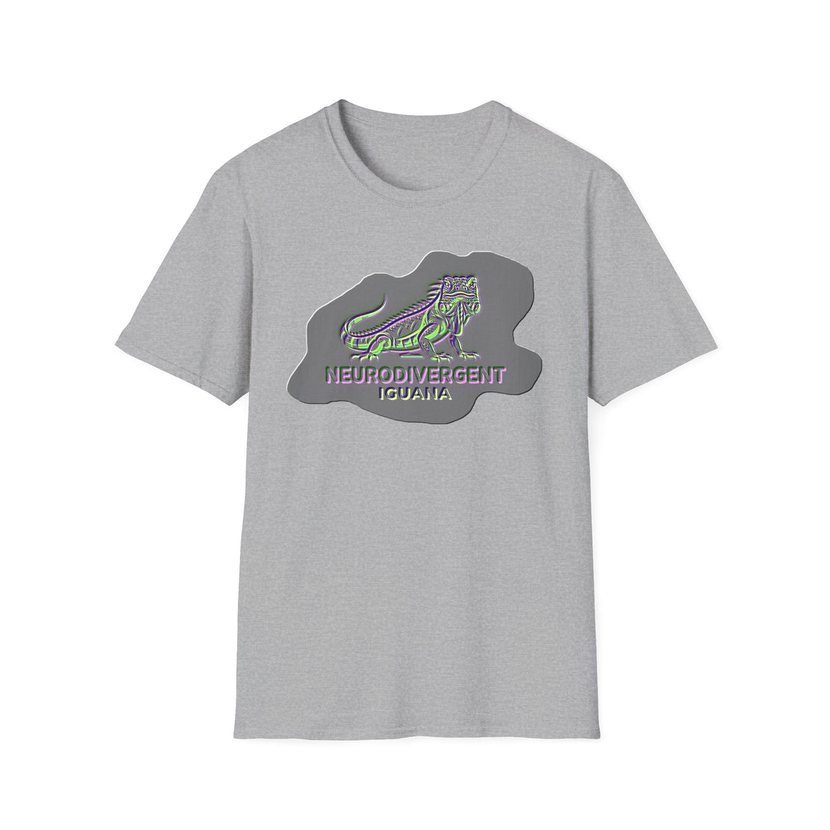 Neurodivergent Iguana Graphic T‑Shirt — Pride-Lit Earthtone Design