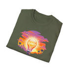 Clarity Please T-Shirt — "Clarity, please. Say what you really mean." Sunset Lightbulb Graphic