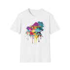 T-Shirt — Colorful "Be a Mensch, Do a Mitzvah" Splatter Tee for Jewish Celebrations