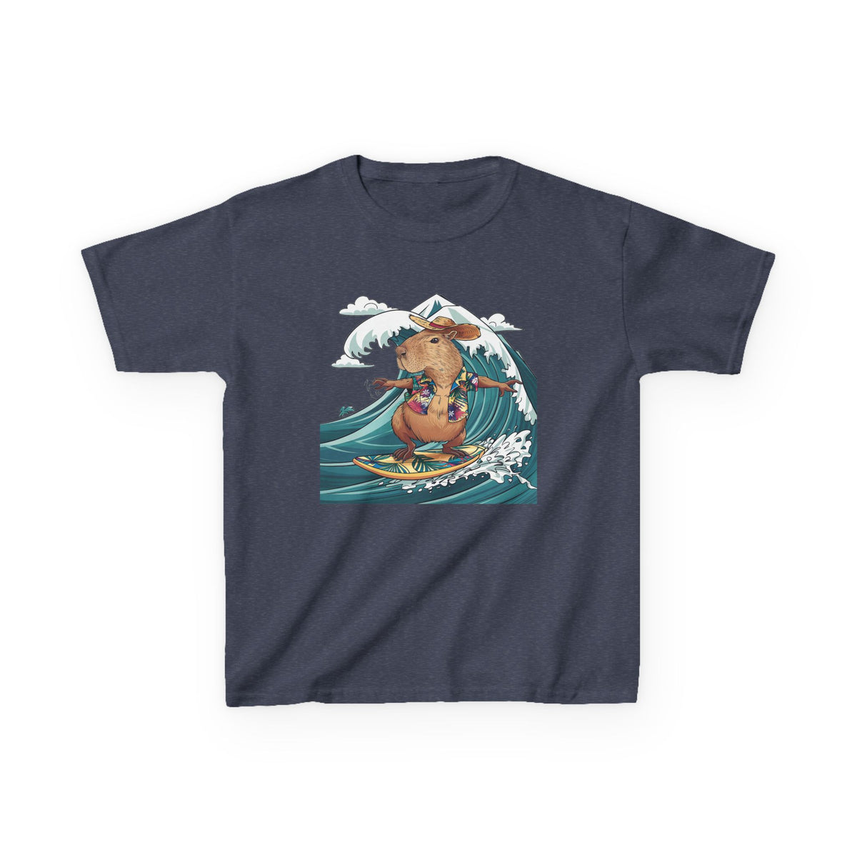 Kids Surfing Bear Graphic Tee — Cute Adventure Whale-Wave Design