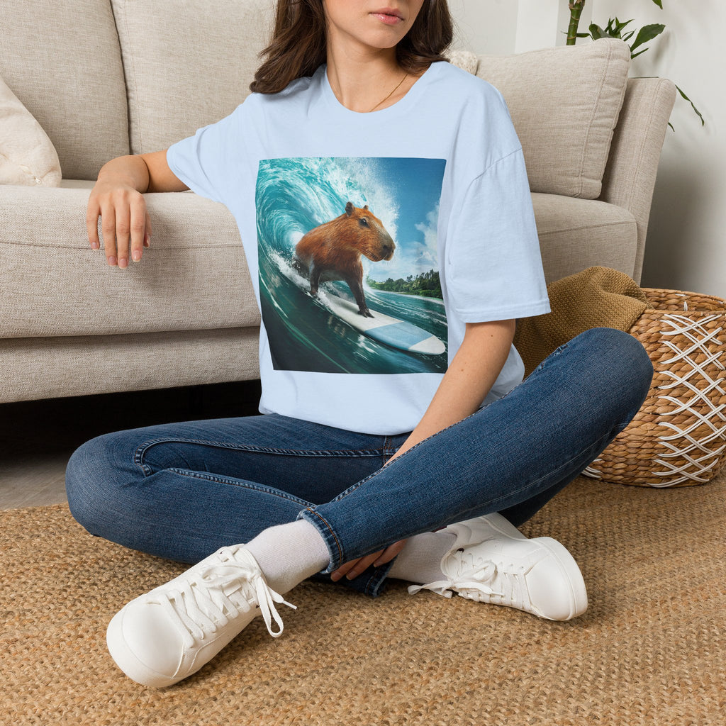 Capybara Surfing T-Shirt — Funny Animal Beach Tee