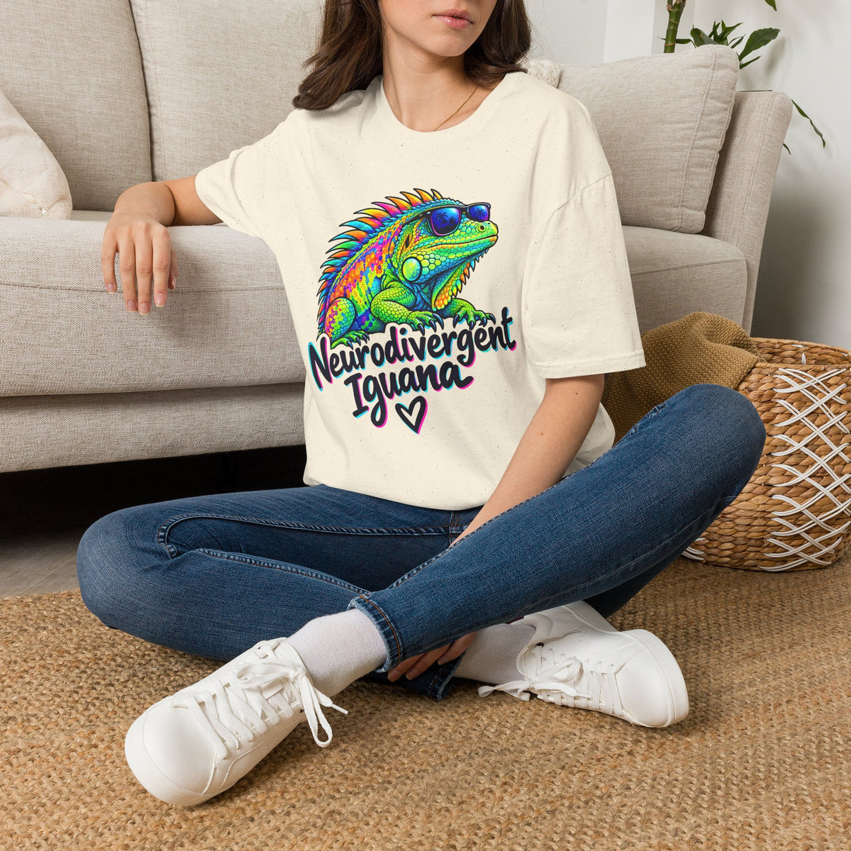 Neurodivergent Iguana T-Shirt – Colorful Pride Lizard Tee for Neurodiversity Awareness