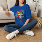 T-Shirt — Colorful "Be a Mensch, Do a Mitzvah" Splatter Tee for Jewish Celebrations