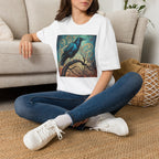 Raven Art T‑Shirt — Mystical Blue Crow Illustration Tee