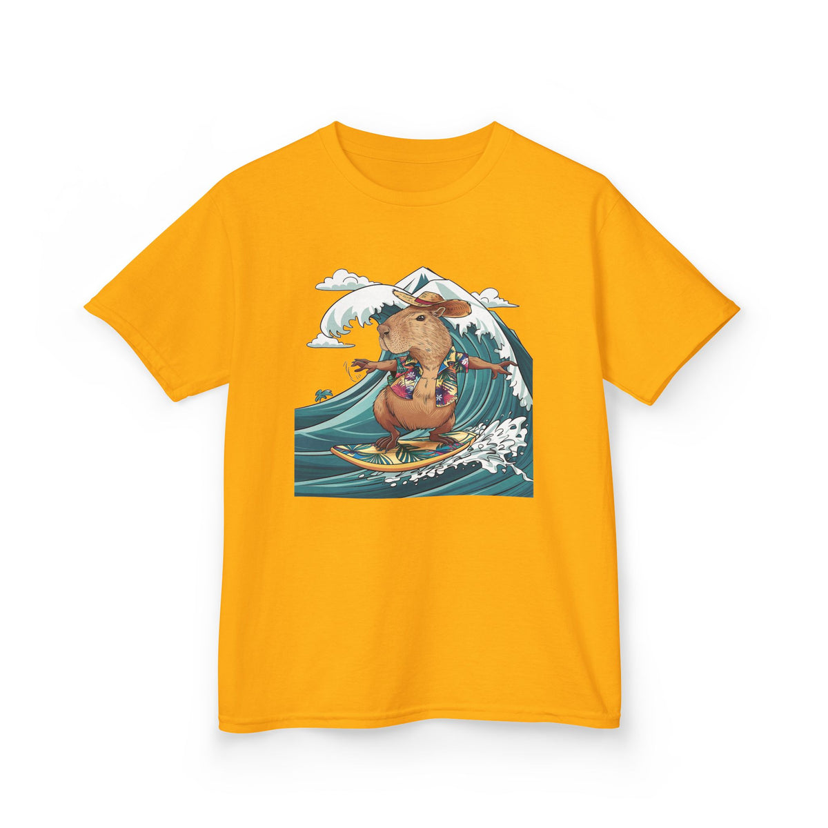 Kids Surfing Bear Graphic Tee — Cute Adventure Whale-Wave Design