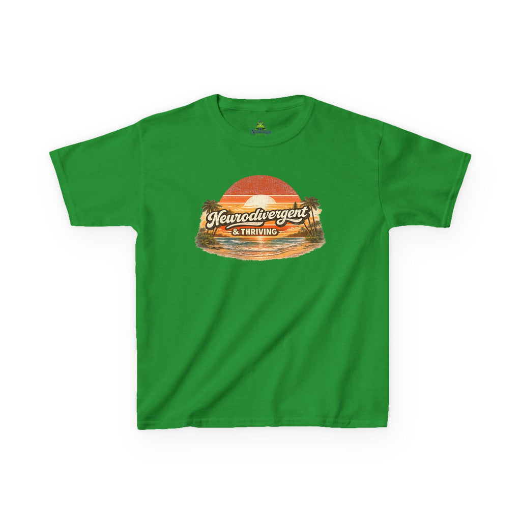 Kids T-Shirt — "Neurodivergent & Thriving" Retro Sunset Tee