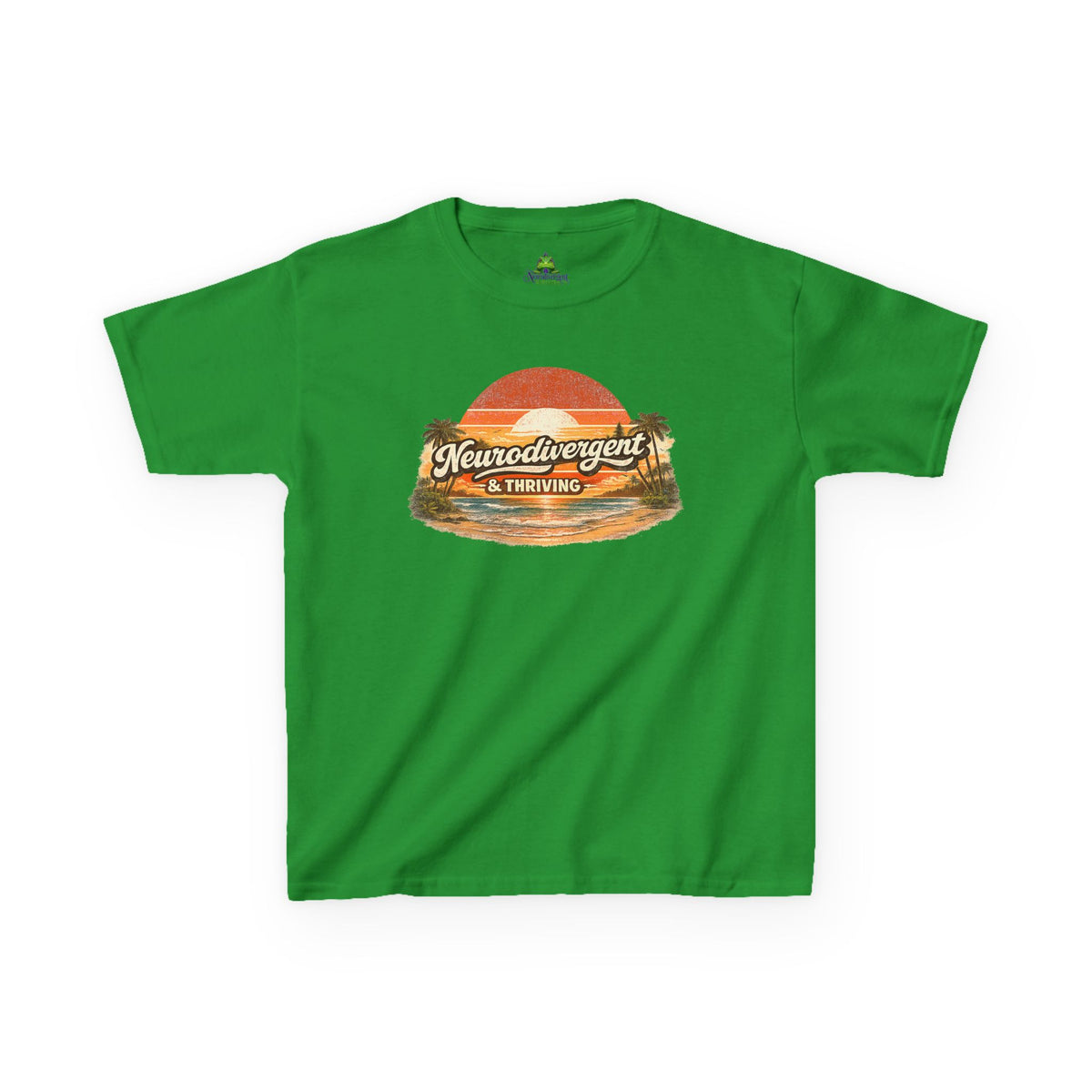 Kids T-Shirt — "Neurodivergent & Thriving" Retro Sunset Tee