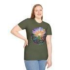 Sunrise Iguanas T-Shirt — Colorful Mountain Sunrise with Forest Trail