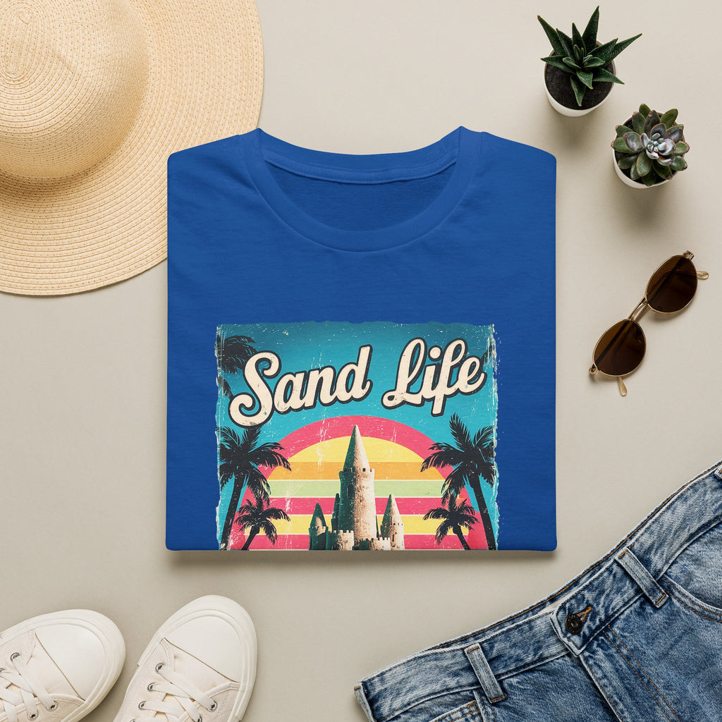 Sand Life Vintage Beach T-Shirt — Retro Sunset Sandcastle Graphic