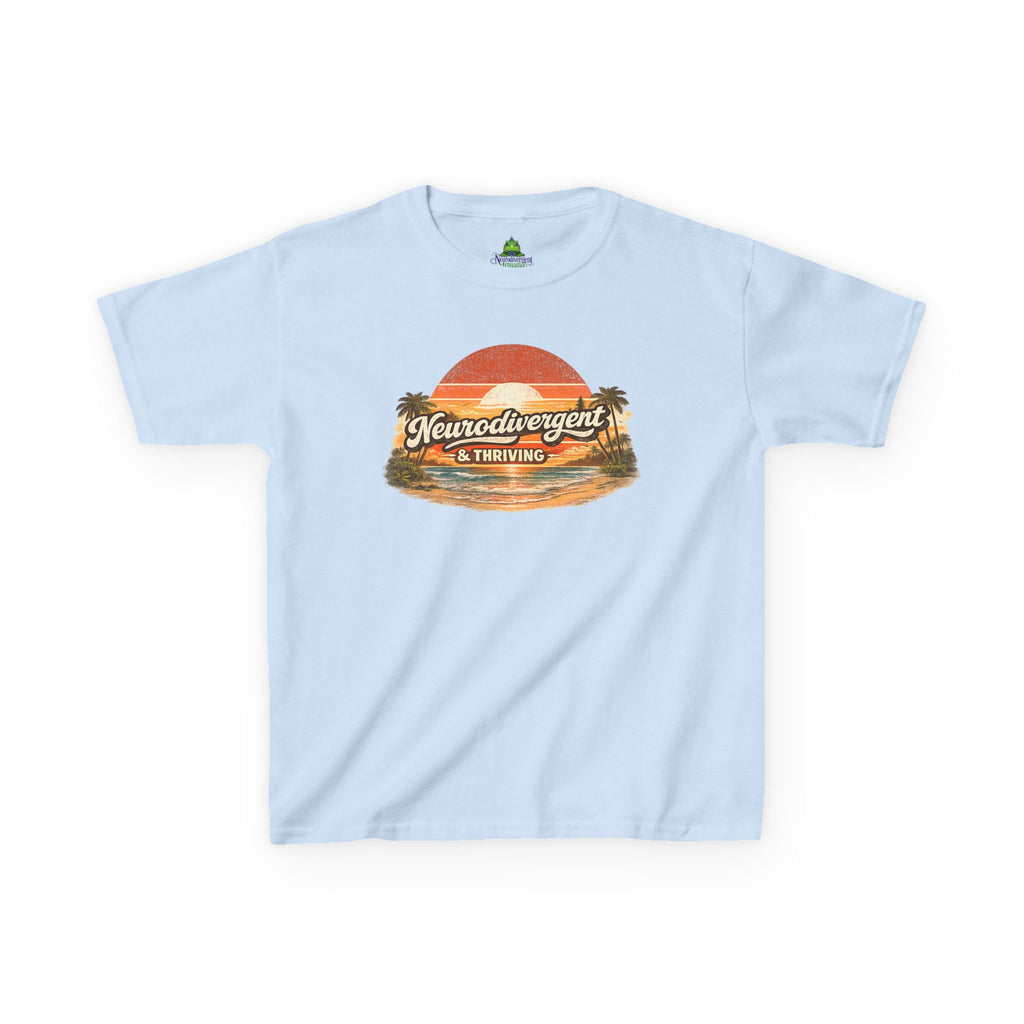 Kids T-Shirt — "Neurodivergent & Thriving" Retro Sunset Tee