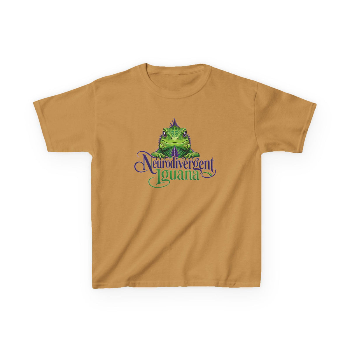 Kids T‑Shirt — “Neurodivergent Iguana” Cute Green Lizard Graphic Tee for Autism Pride & Awareness