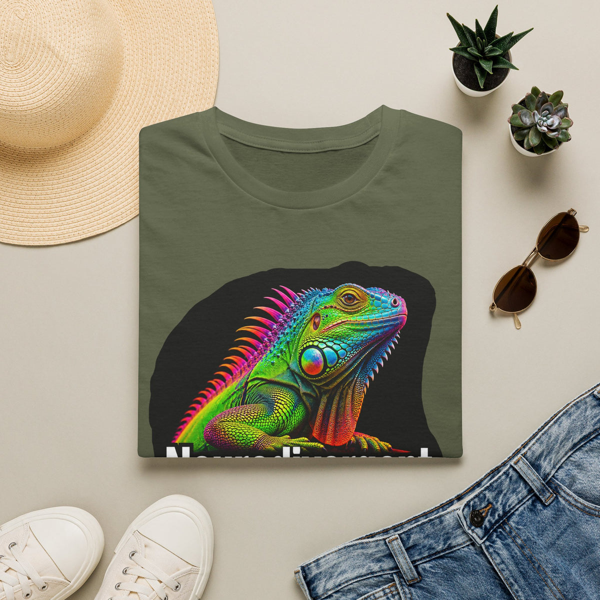 Neurodivergent Iguana T-Shirt — Colorful Rainbow Iguana Tee