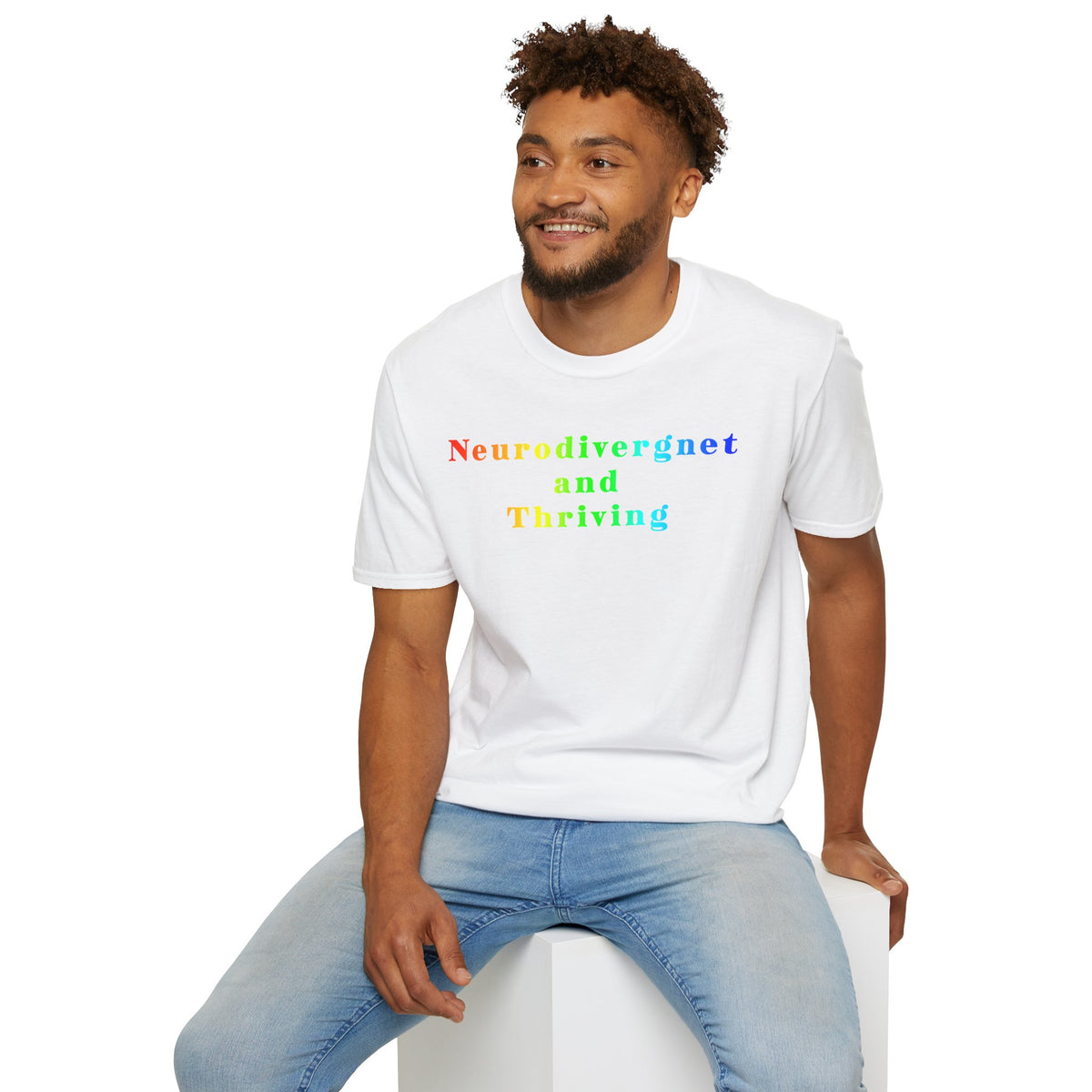 Neurodivergent and Thriving T-Shirt – Rainbow Pride Neurodiversity Tee