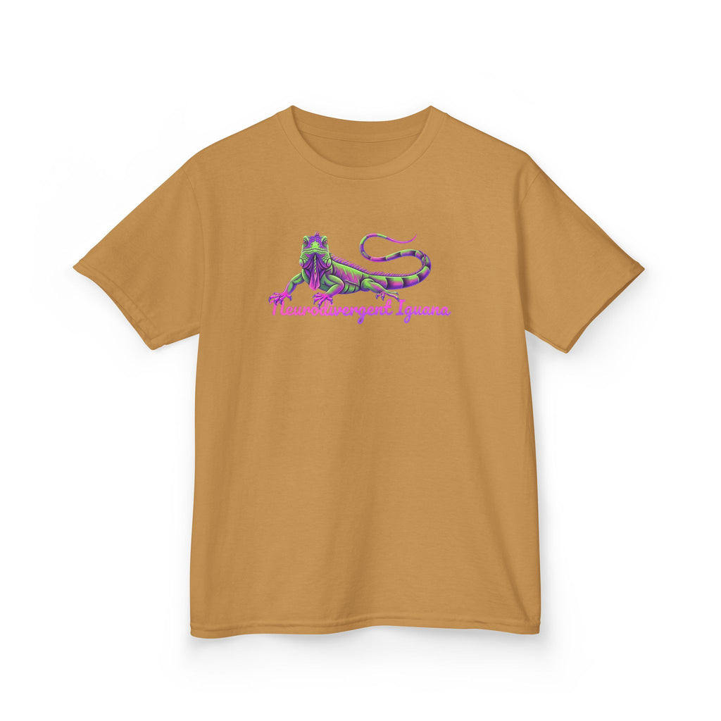 Kids Tee — Neon Green & Purple Iguana Graphic “Fluorescent Iguana”