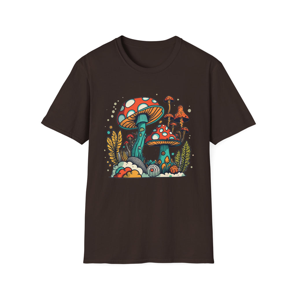Mushroom Garden T-Shirt — Retro Psychedelic Fungi Illustration